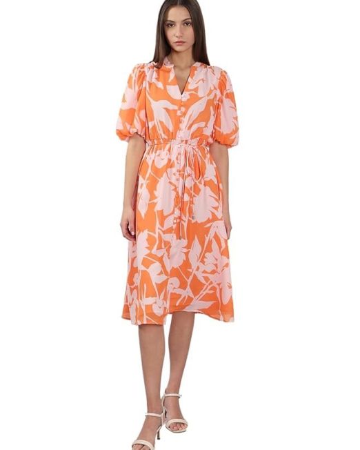 Women's Polyester Fit and Flare Midi Dress