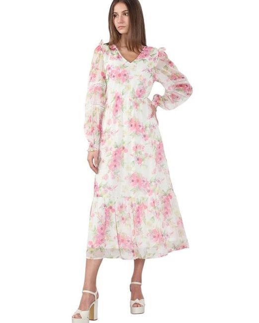 Women's Polyester Fit and Flare Maxi Dress