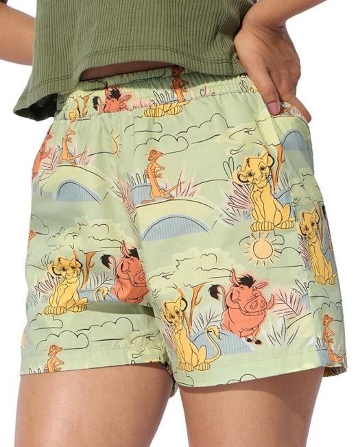 Women and Girls Pull On Green All Over Printed Regular Fit Cotton Boxer Shorts