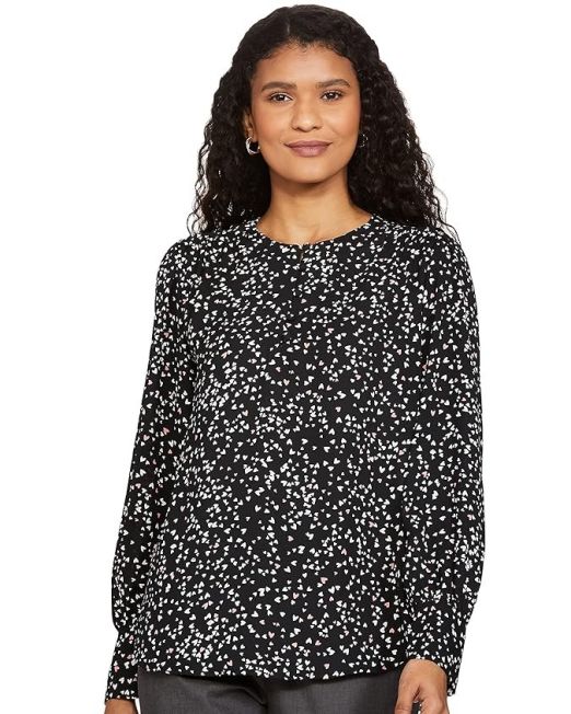 Womens Printed Polyester Round Neck Regular Fit Top