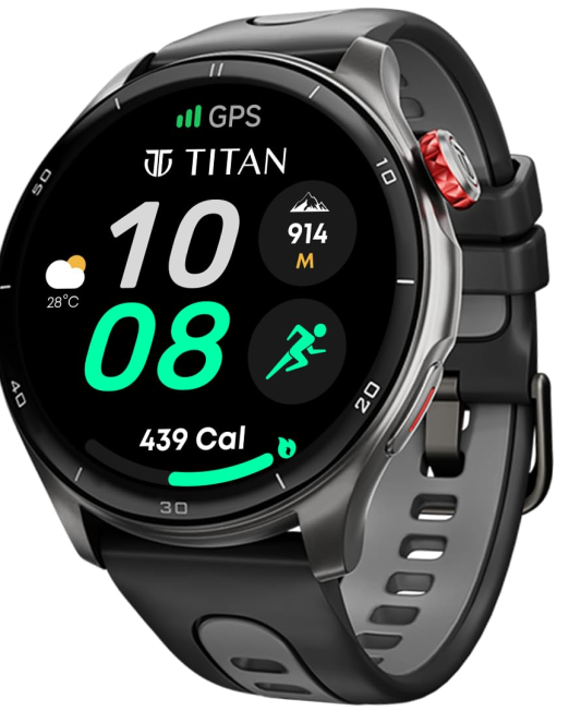 AMOLED Smart Watch with Built-in GPS, Advanced Health Intelligence, AI Voice Assistant, Aluminium Case, 100+ Sports Modes, Water Resistance – Smartwatch for Men & Women (Black)