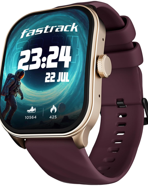 Limitless FS2 Pro Smartwatch|1.96" Super AMOLED Arched Display with Functional Crown and Resolution of 410X502|Singlesync BT Calling|Nitrofast Charging|110+ Sports Modes|200+ Watchfaces,Wine
