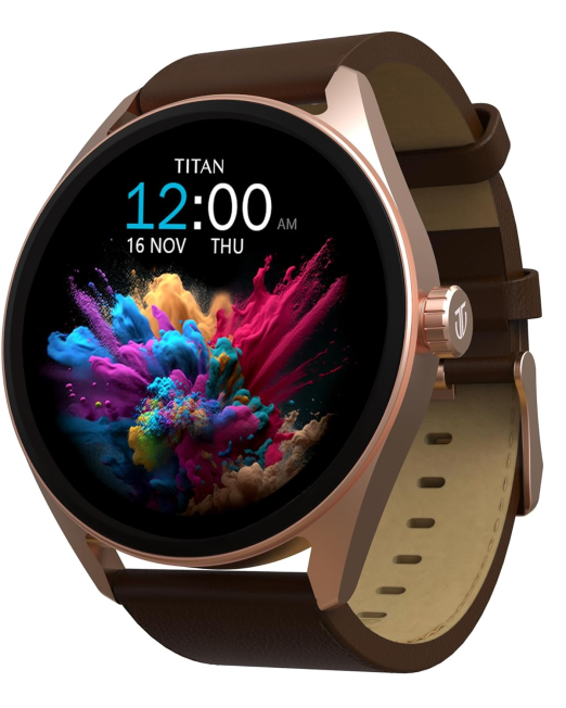 1.43” AMOLED Smart Watch for Productivity with BT Calling, AI Morning Briefs, Functional Crown, Health Tracking, Aluminium Body, 100+ Sports Modes, Smartwatch for Men and Women - (Brown)