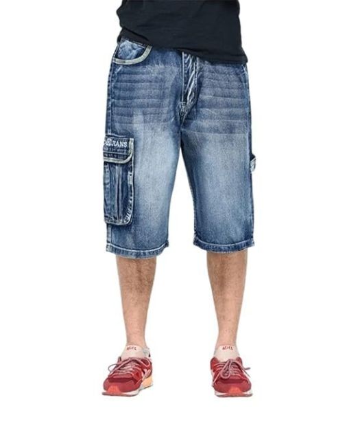 Men's Casual Jean Shorts Classic Loose Fit Summer Demin Shorts Skateboard Jogging Dance Shorts