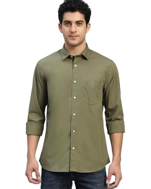 Men's Solid Full Sleeves Spread Collar Casual Shirt