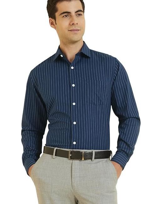 Men's Cotton Classic Fit Stripe Formal Shirt