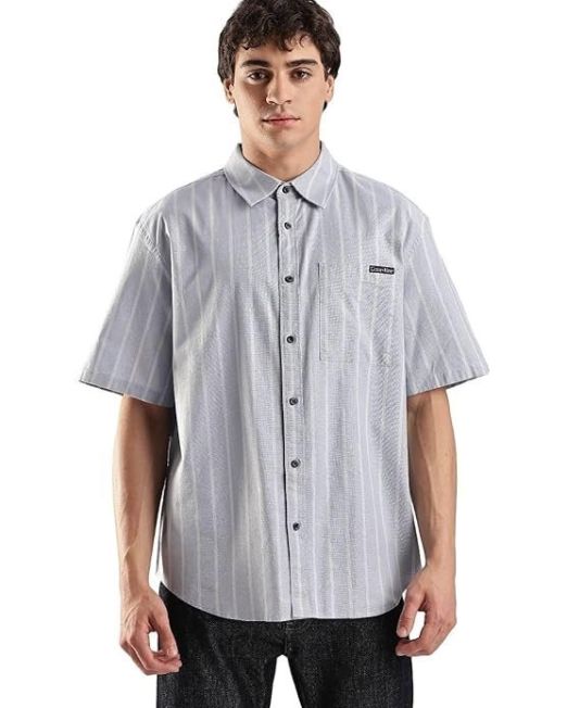 Striped Relaxed-Fit Oxford Woven Shirt